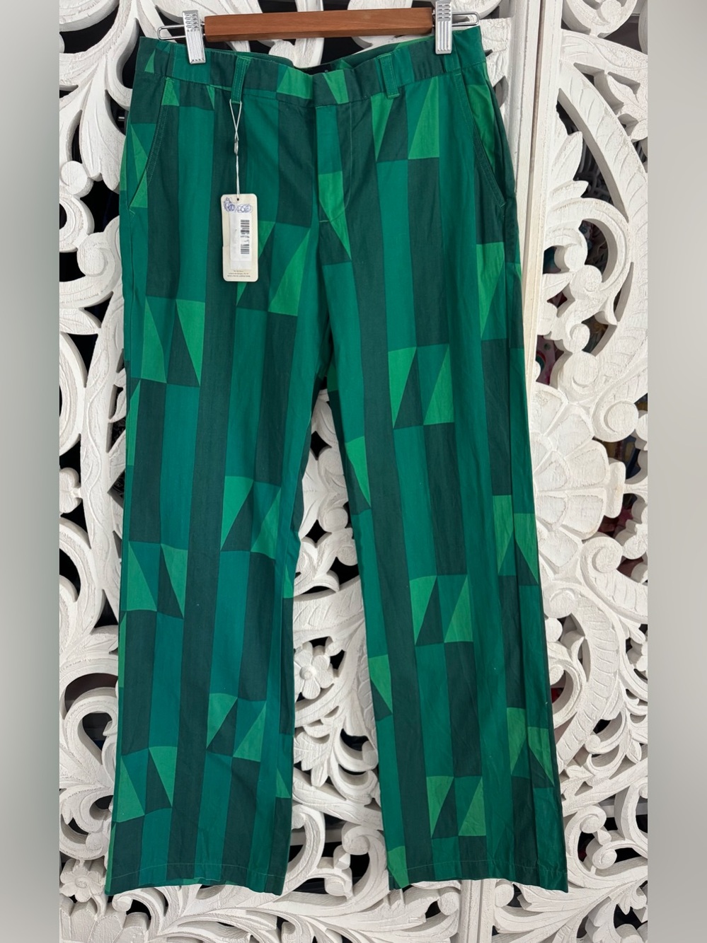 Y2K Deadstock Custo Barcelona Green Geometric Pants 4